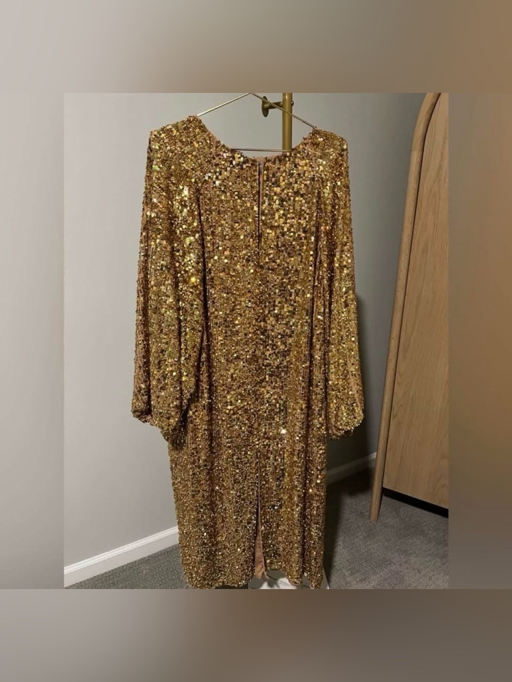 ASOS EDITION Sequin Midi Dress with Blouson Sleeve